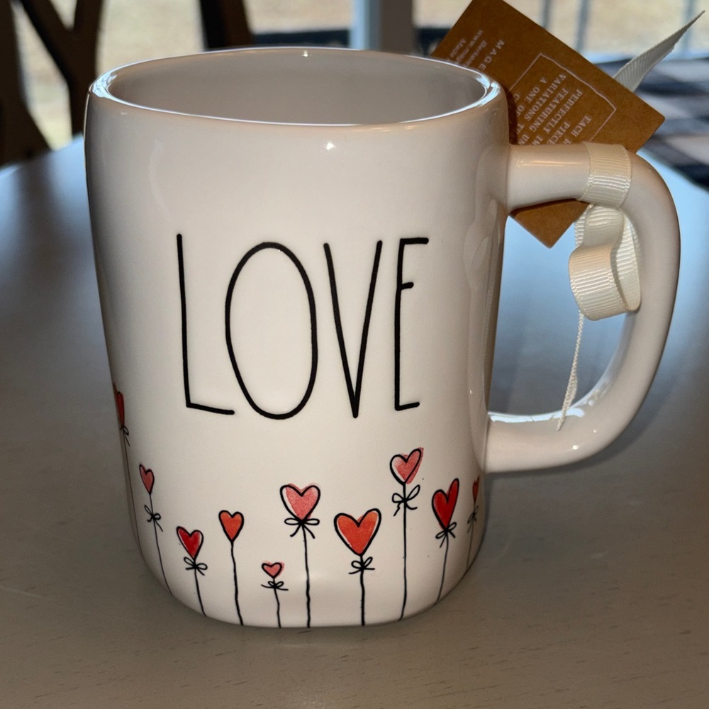 Rae Dunn Love Mug with Red Heart Design